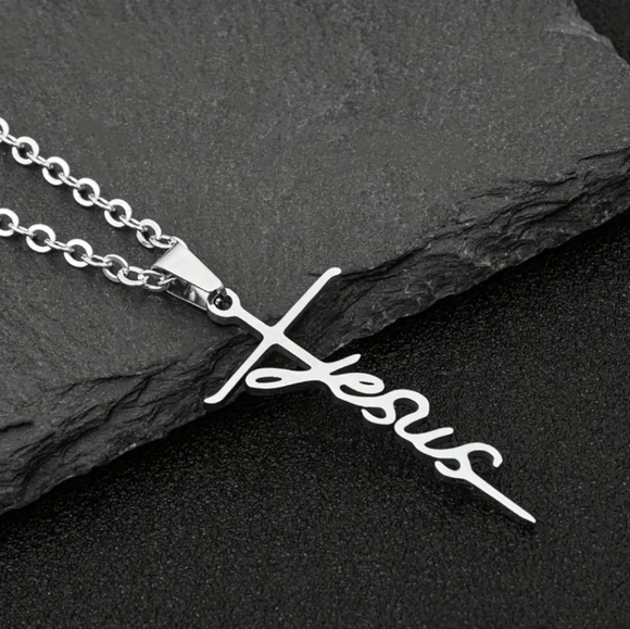 Jesus Silvertone Pendant Necklace - Picture 6 of 6